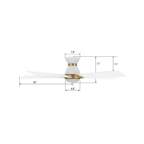 Ascender 52 Inch 5-Blade Flush Mount Smart Ceiling Fan - White