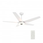 Elira 52 Inch 5-Blade Smart Ceiling Fan - White/White