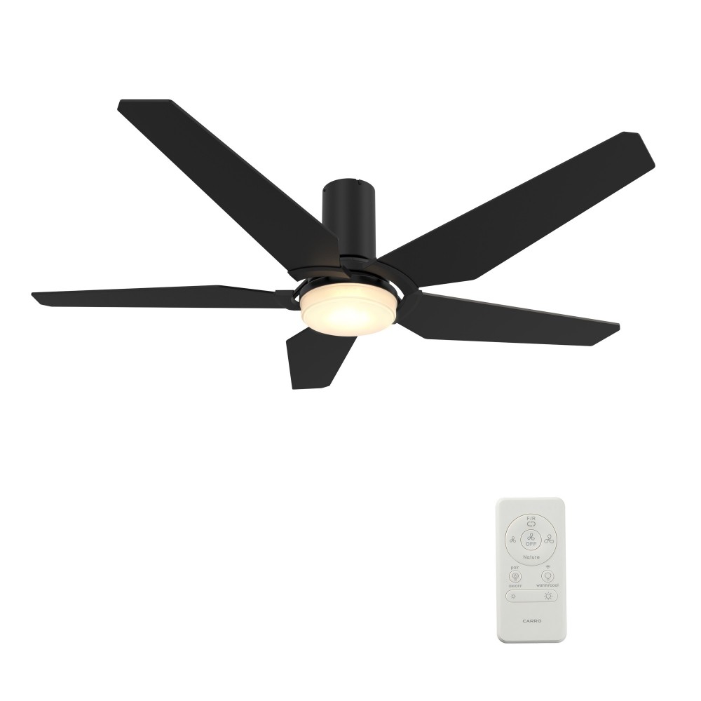 Woodrow 52 Inch 5-Blade Flush Mount Smart Ceiling Fan - Black/Black