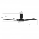 Woodrow 52 Inch 5-Blade Flush Mount Smart Ceiling Fan - Black/Black