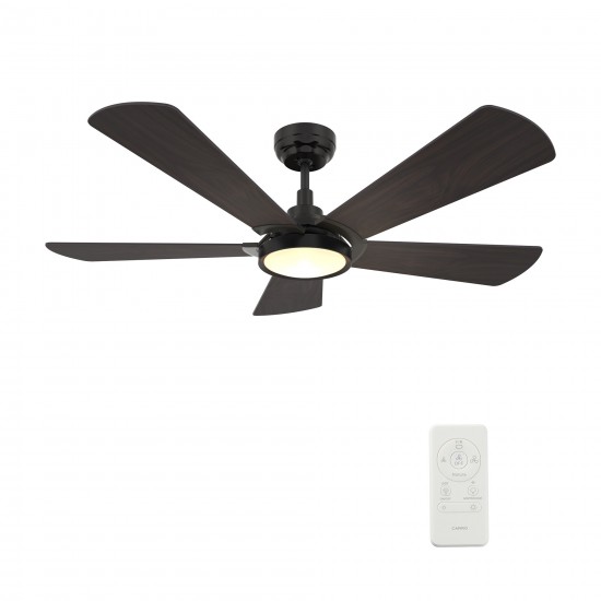 Winston 52 Inch 5-Blade Smart Ceiling Fan - Black/Walnut Wood