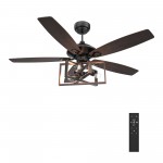 Karson 52 Inch 5-Blade Ceiling Fan - Black/Walnut (Reversible Blades)