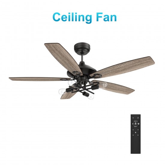 Karson 52 Inch 5-Blade Ceiling Fan - Black/Walnut & Barnwood (Reversible Blades)