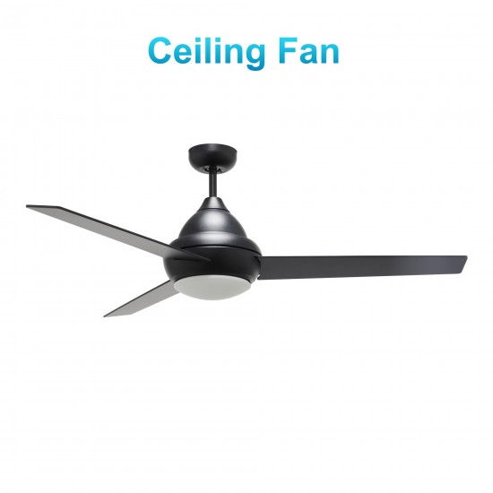 Kendrick 52 Inch 3-Blade Ceiling Fan - Black/Black