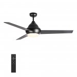 Kendrick 52 Inch 3-Blade Ceiling Fan - Black/Black