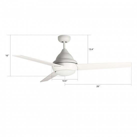 Kendrick 52 Inch 3-Blade Ceiling Fan - White/White