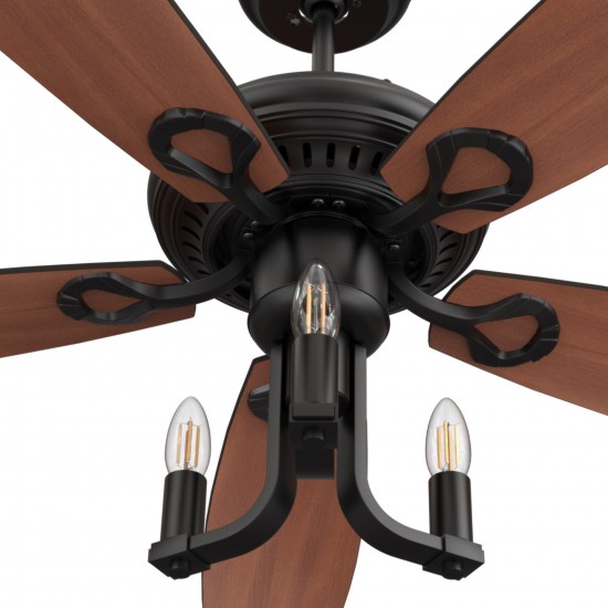 Huntley 52 Inch 5-Blade Ceiling Fan - Black/Walnut Wood (Reversible Blade)