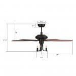 Huntley 52 Inch 5-Blade Ceiling Fan - Black/Walnut Wood (Reversible Blade)