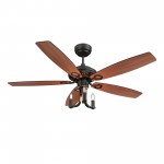 Huntley 52 Inch 5-Blade Ceiling Fan - Black/Walnut Wood (Reversible Blade)