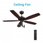 Huntley 52 Inch 5-Blade Ceiling Fan - Black/Brown Wood & Walnut