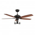 Huntley 52 Inch 5-Blade Ceiling Fan - Black/Brown Wood & Walnut