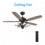 Huntley 52 Inch 5-Blade Ceiling Fan - Black/Walnut (Reversible Blades)