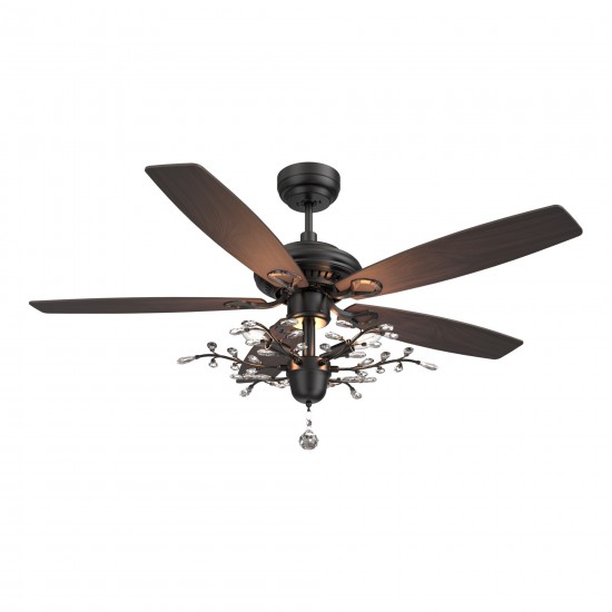 Huntley 52 Inch 5-Blade Ceiling Fan - Black/Walnut (Reversible Blades)