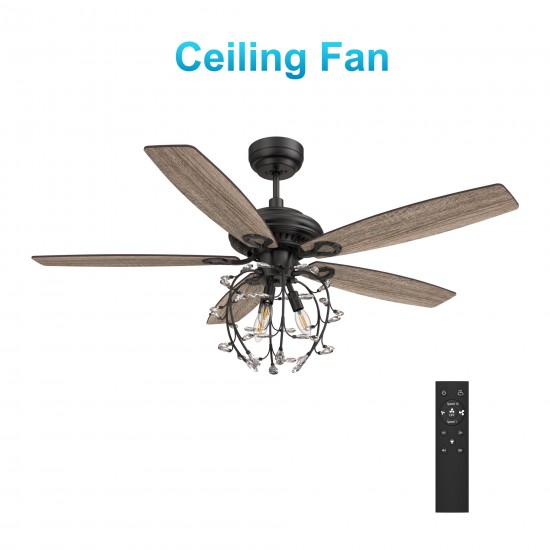 Huntley 52 Inch 5-Blade Ceiling Fan - Black/Walnut & Barnwood