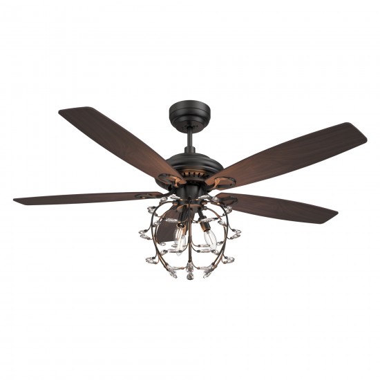 Huntley 52 Inch 5-Blade Ceiling Fan - Black/Walnut & Barnwood