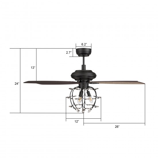 Huntley 52 Inch 5-Blade Ceiling Fan - Black/Walnut & Barnwood