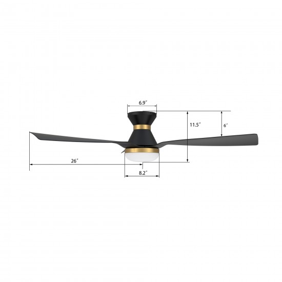 Spezia 52 Inch 3-Blade Smart Ceiling Fan - Black