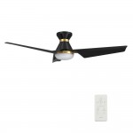 Kreis 52 Inch 3-Blade Smart Ceiling Fan - Black (Gold Detail)