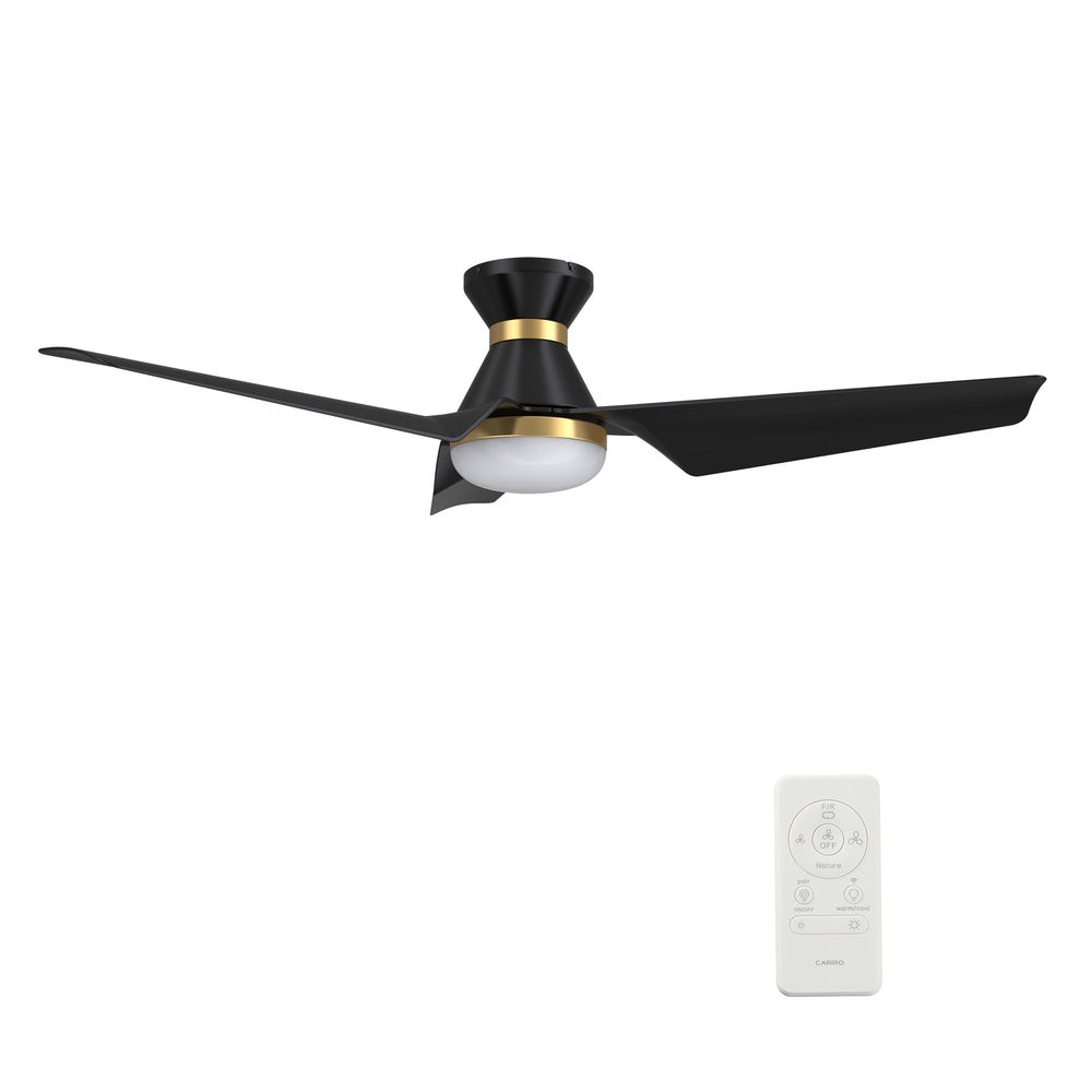 Kreis 52 Inch 3-Blade Smart Ceiling Fan - Black (Gold Detail)