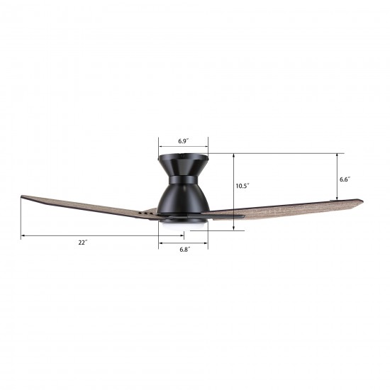 Calen 44 Inch 3-Blade Smart Ceiling Fan - Black