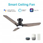 Calen 48 Inch 3-Blade Smart Ceiling Fan - Black