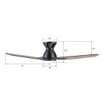 Calen 48 Inch 3-Blade Smart Ceiling Fan - Black