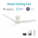 Calen 44 Inch 3-Blade Smart Ceiling Fan - White