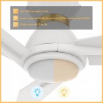 Calen 44 Inch 3-Blade Smart Ceiling Fan - White