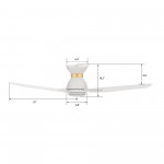 Calen 44 Inch 3-Blade Smart Ceiling Fan - White