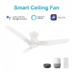 Calen 48 Inch 3-Blade Smart Ceiling Fan - White