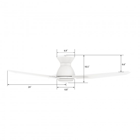 Calen 48 Inch 3-Blade Smart Ceiling Fan - White