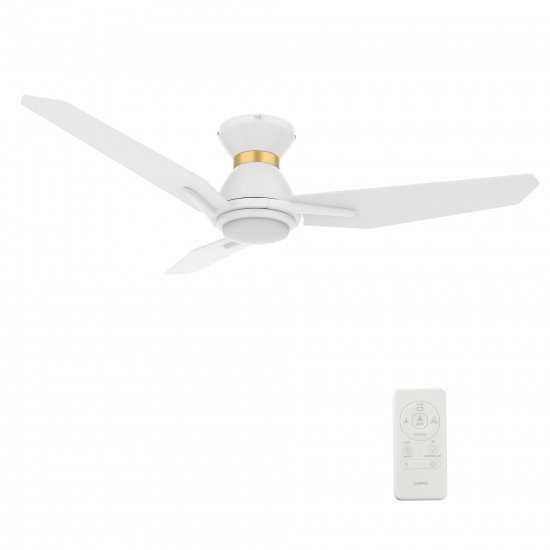 Calen 48 Inch 3-Blade Smart Ceiling Fan - White (Gold Detail)