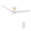 Calen 48 Inch 3-Blade Smart Ceiling Fan - White (Gold Detail)