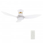 Ryatt 45 Inch 3-Blade Flush Mount Smart Ceiling Fan - White (Gold Detail)