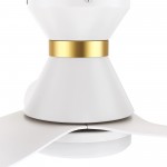 Ryatt 45 Inch 3-Blade Flush Mount Smart Ceiling Fan - White (Gold Detail)