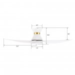 Ryatt 45 Inch 3-Blade Flush Mount Smart Ceiling Fan - White (Gold Detail)