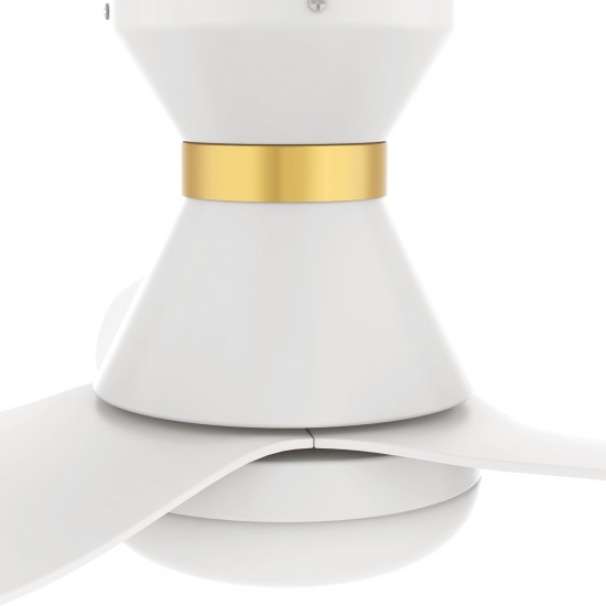 Ryatt 45 Inch 3-Blade Smart Ceiling Fan - White (Gold Detail)