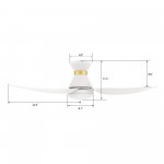 Ryatt 45 Inch 3-Blade Smart Ceiling Fan - White (Gold Detail)