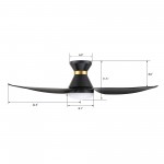 Ryatt 45 Inch 3-Blade Flush Mount Smart Ceiling Fan - Black