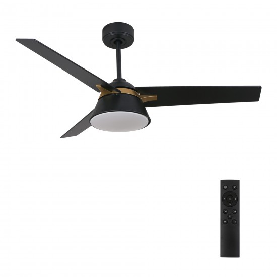 Kenora 48 Inch 3-Blade Ceiling Fan - Black/Black