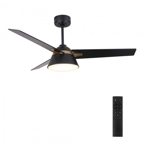 Kenora 48 Inch 3-Blade Ceiling Fan - Black/Black