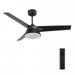 Kenora 48 Inch 3-Blade Ceiling Fan - Black/Black