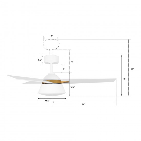 Kenora 48 Inch 3-Blade Ceiling Fan - White/White