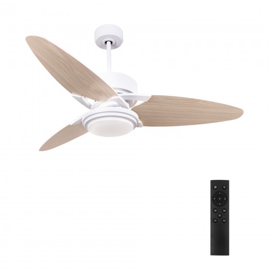 Maddox 52 Inch 3-Blade Ceiling Fan - White/Light Wooden Pattern