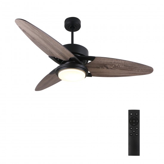 Maddox 52 Inch 3-Blade Ceiling Fan - Black/Barnwood