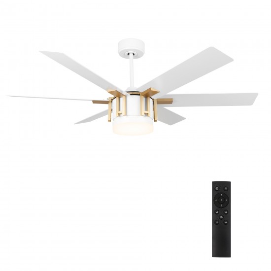 Jaxx 52 Inch 6-Blade Ceiling Fan - White/White