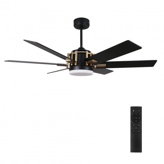 Jaxx 52 Inch 6-Blade Ceiling Fan - Black/Black