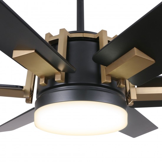 Jaxx 52 Inch 6-Blade Ceiling Fan - Black/Black