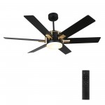 Jaxx 52 Inch 6-Blade Ceiling Fan - Black/Black