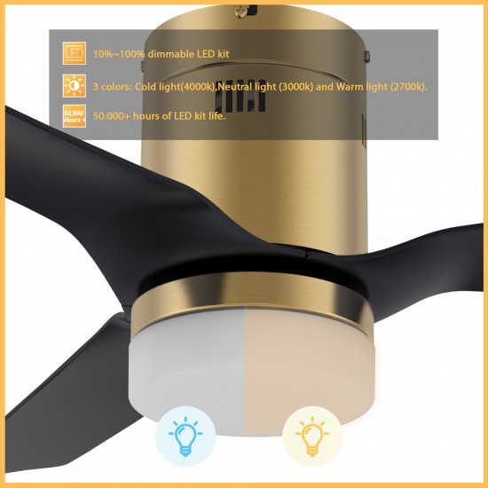 Spezia 48 Inch 3-Blade Smart Ceiling Fan - Gold